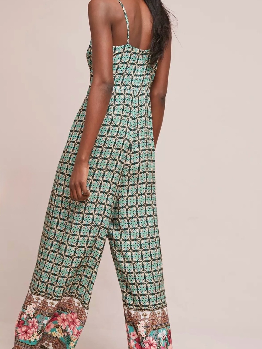 FARM Rio x Anthropologie "Honolulu" Geo Floral Wide Leg Jumpsuit Size Small - Picture 3 of 12